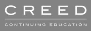 Logo of CREED Continuing Education displayed in a simple, modern font on a gray background.