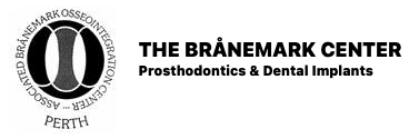 The Branemark Center logo featuring a black circular emblem with white text reading The Branemark Center, Prosthodontics & Dental Implants, Perth.