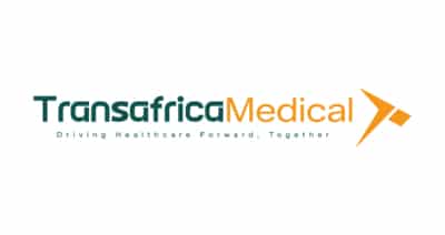 TransafricaMedical logo in green and orange with a bold wordmark and angled arrow, signaling medical innovation, forward momentum, and healthcare leadership.