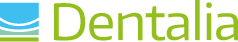 Dentalia logo with green lettering and blue accent stripes, reflecting digital dental planning and bone augmentation topics for periodontal and implant therapy.