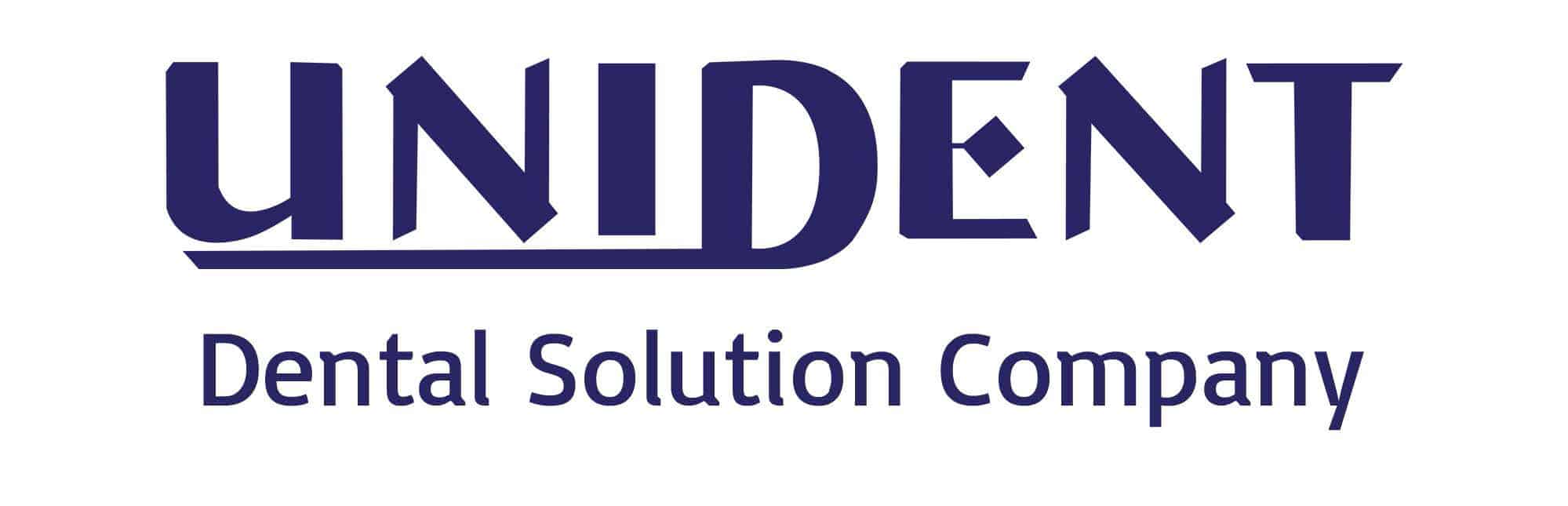 Blue “UNIDENT” lettering above “Dental Solution Company” on a clean white background, matching NOVAMag® SHIELD and PROMPT-2-SHIELD event branding.